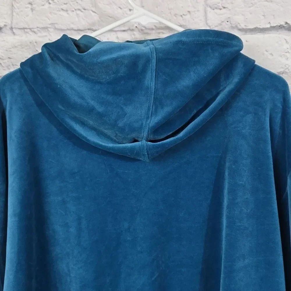 Zelos 3X Velour Zip Hoodie Teal Plush Velvet Lounge Jacket Cozy Plus Size 24W - Picture 10 of 12